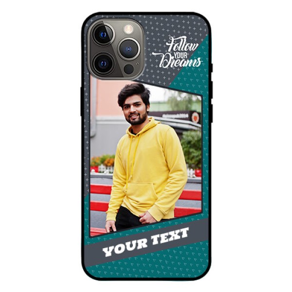 Iphone 12 Pro Max Personalized Glass Phone Case  - Background Pattern Design with Quote
