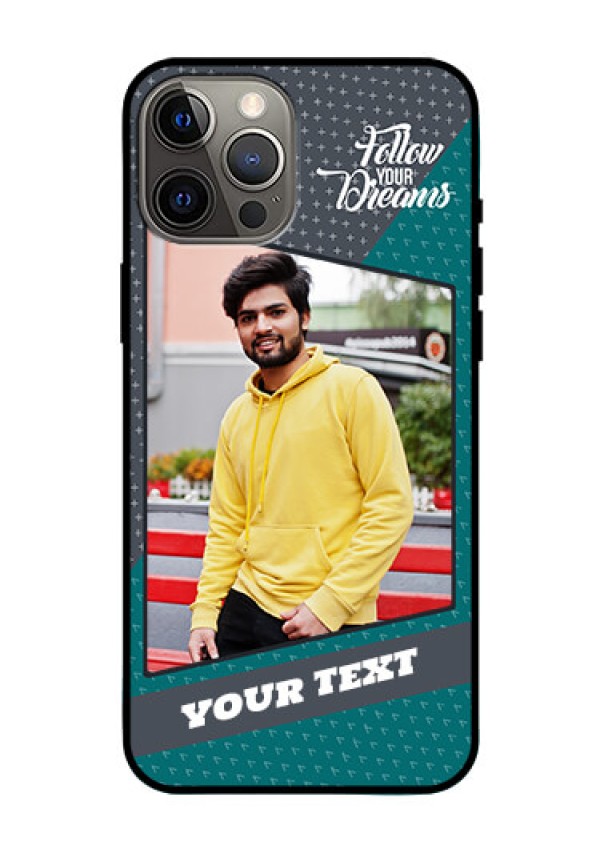 Iphone 12 Pro Max Personalized Glass Phone Case  - Background Pattern Design with Quote