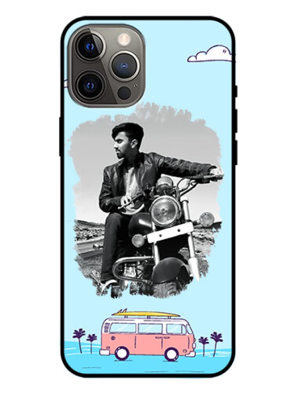 Custom Iphone 12 Pro Max Photo Printing on Glass Case  - Travel & Adventure Design