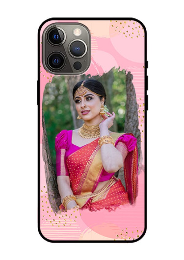 Iphone 12 Pro Max Personalized Glass Phone Case  - Gold Glitter Splash Design