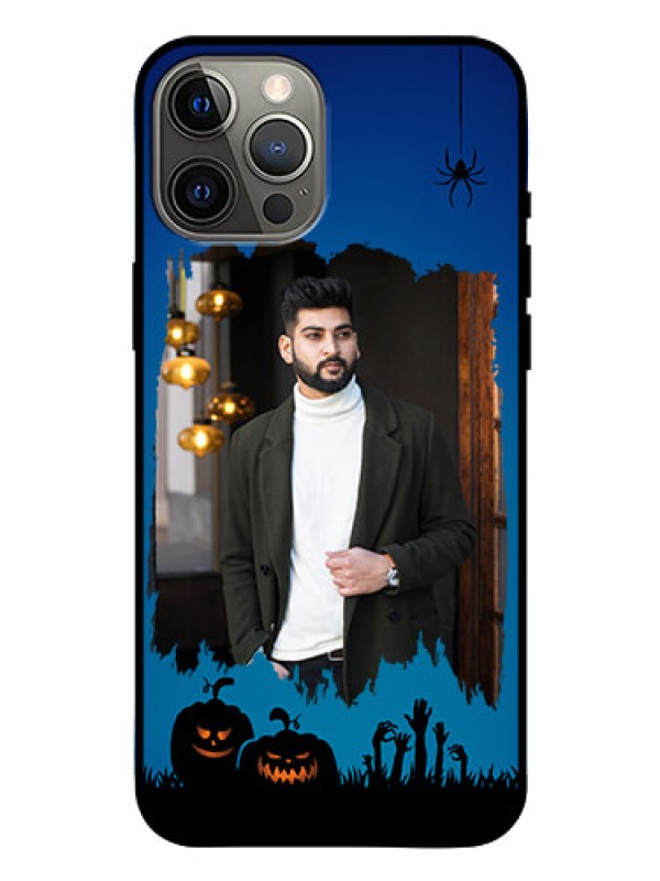 Custom Iphone 12 Pro Max Photo Printing on Glass Case  - with pro Halloween design 