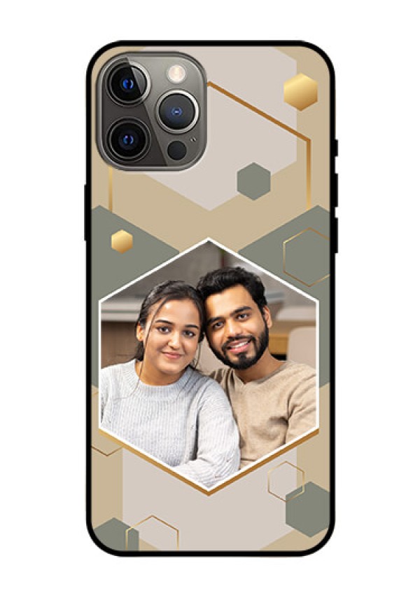 iPhone 12 Pro Max Photo Printing on Glass Case - Stylish Hexagon Pattern Design