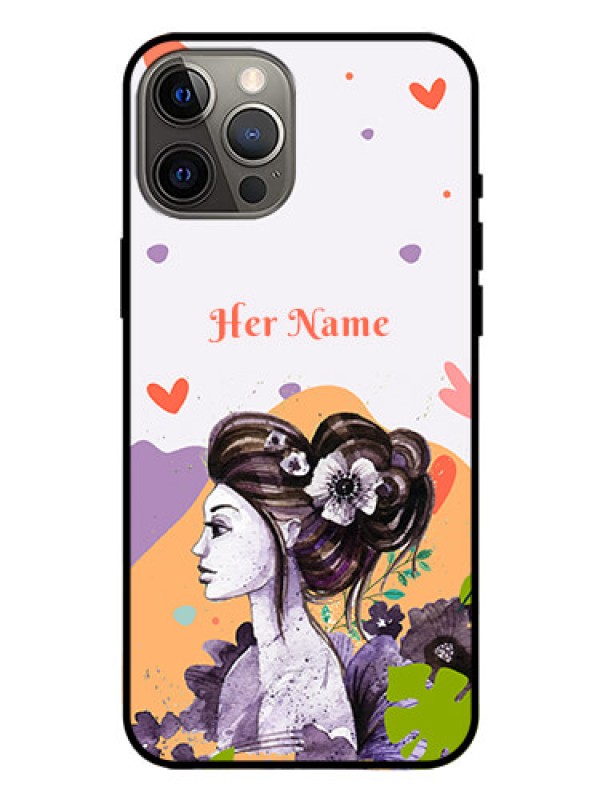Custom iPhone 12 Pro Max Personalized Glass Phone Case - Woman And Nature Design