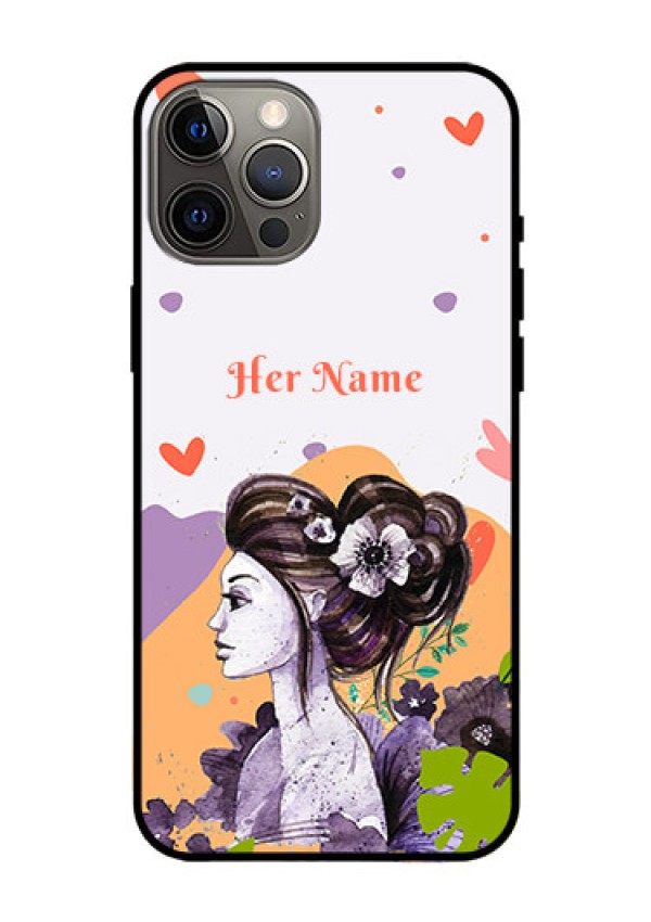 iPhone 12 Pro Max Personalized Glass Phone Case - Woman And Nature Design