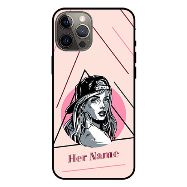 iPhone 12 Pro Max Personalized Glass Phone Case - Rockstar Girl Design