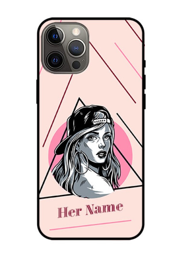 iPhone 12 Pro Max Personalized Glass Phone Case - Rockstar Girl Design