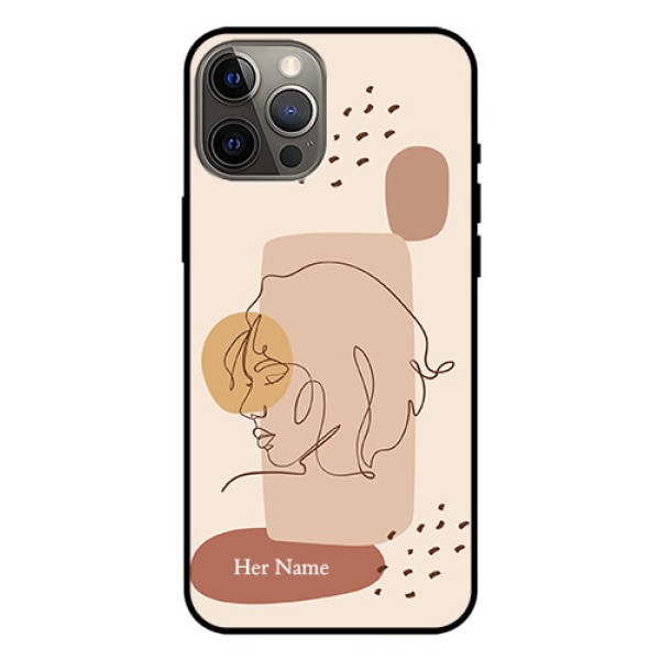 iPhone 12 Pro Max Photo Printing on Glass Case - Calm Woman line art Design iPhone 12 Pro Max Photo Printing on Glass Case - Calm Woman line art Design