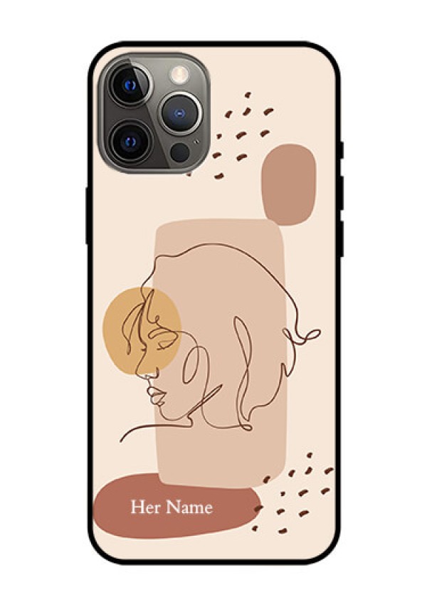 iPhone 12 Pro Max Photo Printing on Glass Case - Calm Woman line art Design