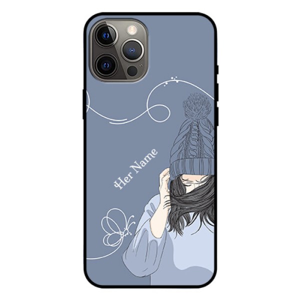 iPhone 12 Pro Max Custom Glass Mobile Case - Girl in winter outfit Design iPhone 12 Pro Max Custom Glass Mobile Case - Girl in winter outfit Design