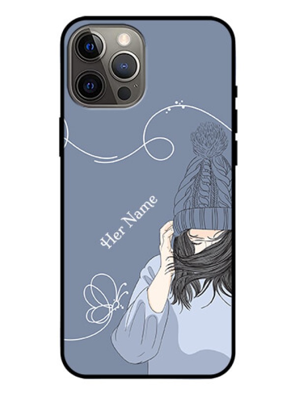 Custom iPhone 12 Pro Max Custom Glass Mobile Case - Girl in winter outfit Design