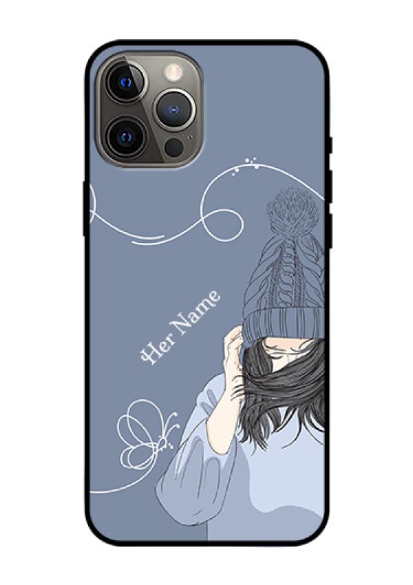 iPhone 12 Pro Max Custom Glass Mobile Case - Girl in winter outfit Design