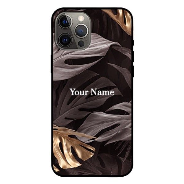 iPhone 12 Pro Max Personalised Glass Phone Case - Wild Leaves digital paint Design iPhone 12 Pro Max Personalised Glass Phone Case - Wild Leaves digital paint Design