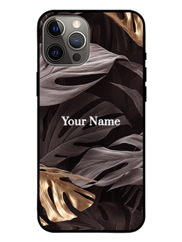 Custom iPhone 12 Pro Max Personalised Glass Phone Case - Wild Leaves digital paint Design