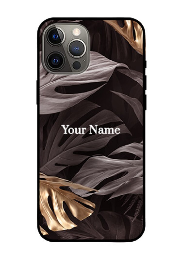 iPhone 12 Pro Max Personalised Glass Phone Case - Wild Leaves digital paint Design