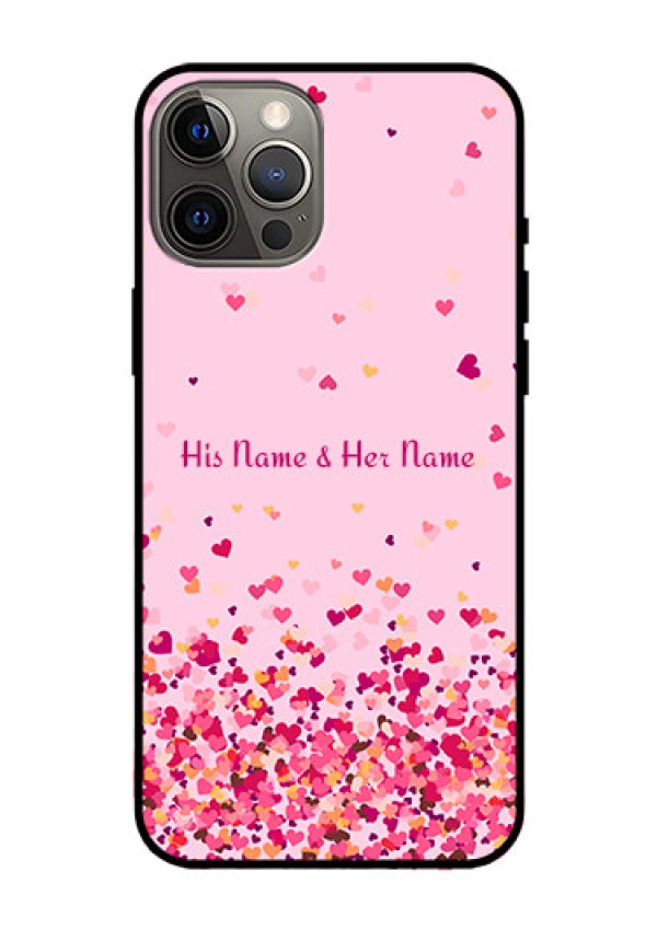 iPhone 12 Pro Max Photo Printing on Glass Case - Floating Hearts Design