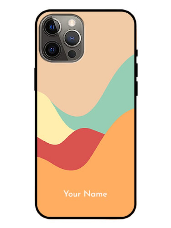 Custom iPhone 12 Pro Max Personalized Glass Phone Case - Ocean Waves Multi-colour Design