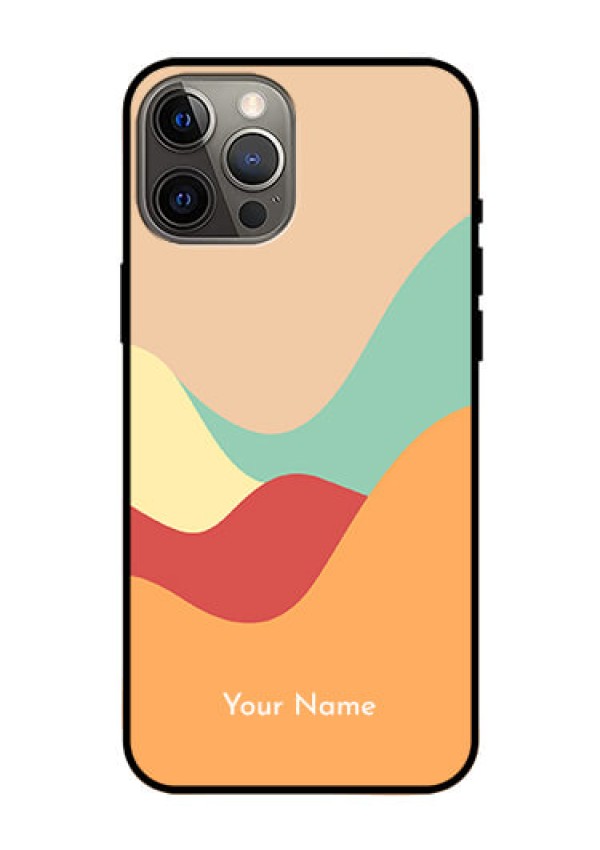 iPhone 12 Pro Max Personalized Glass Phone Case - Ocean Waves Multi-colour Design
