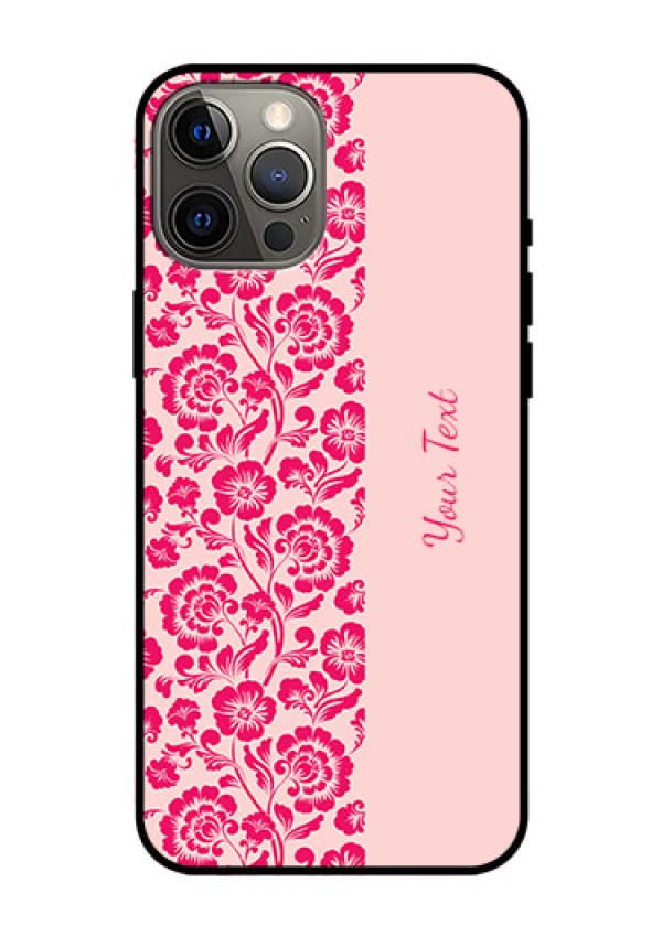 iPhone 12 Pro Max Custom Glass Phone Case - Attractive Floral Pattern Design