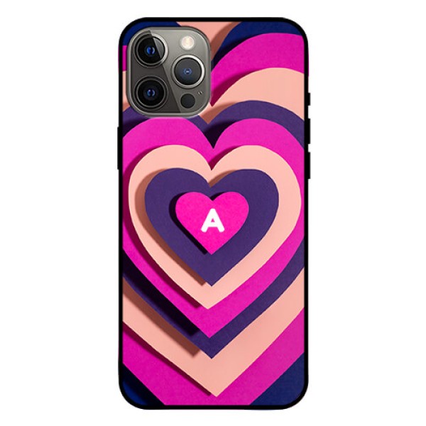 iPhone 12 Pro Max Custom Glass Mobile Case - Cute Heart Pattern Design