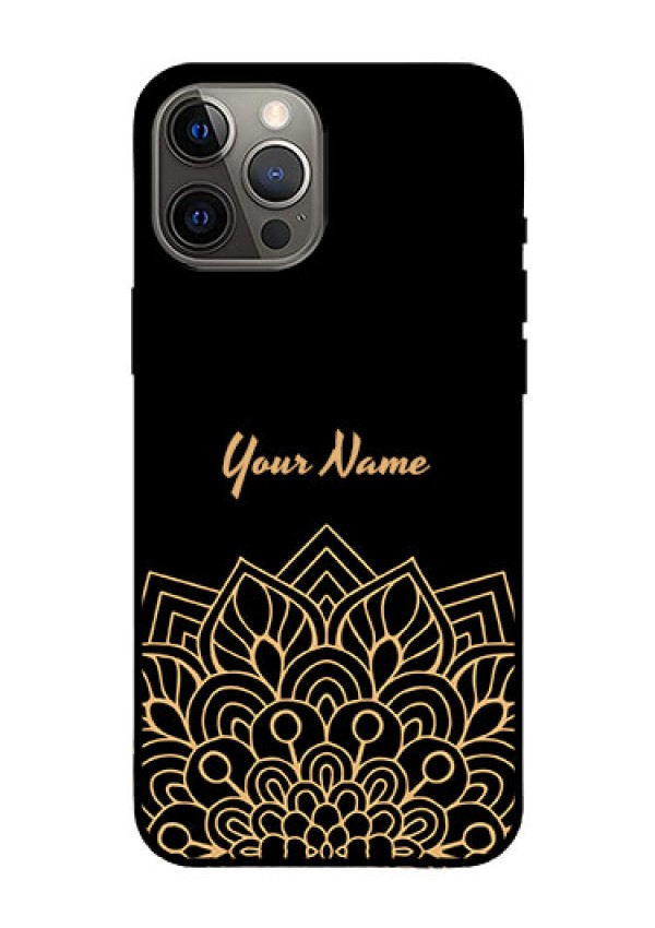 iPhone 12 Pro Max Custom Glass Phone Case - Golden mandala Design