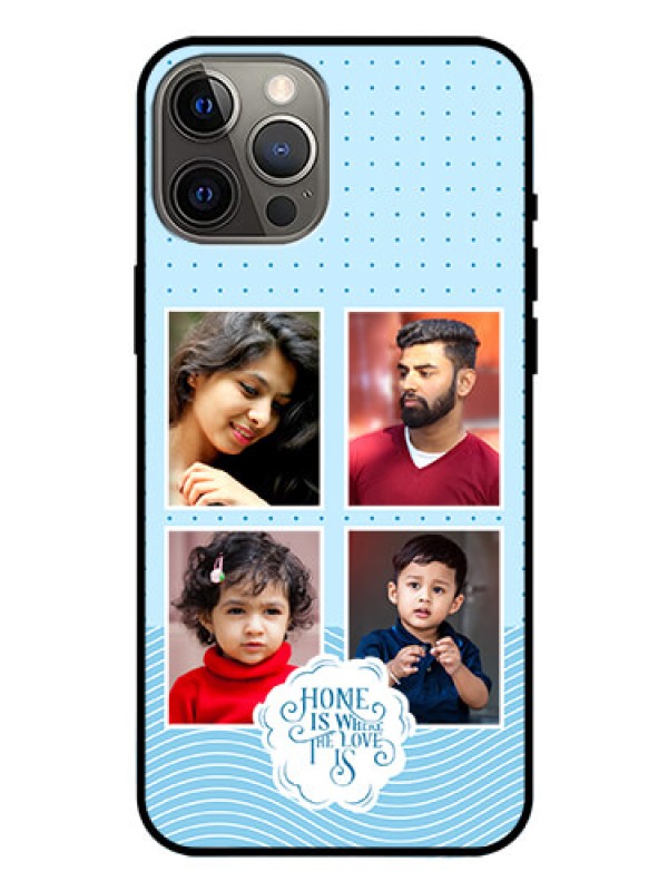 Custom iPhone 12 Pro Max Custom Glass Phone Case - Cute love quote with 4 pic upload Design