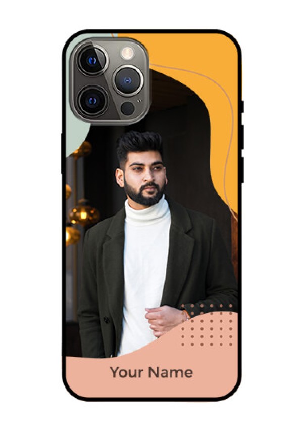 iPhone 12 Pro Max Personalized Glass Phone Case - Tri-coloured overlay design