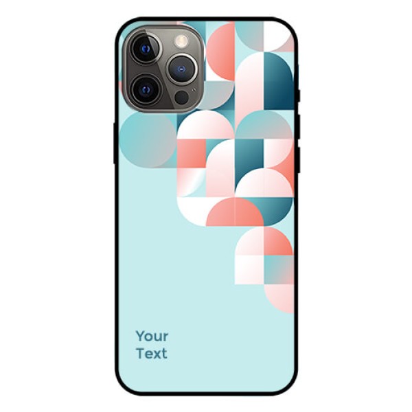 iPhone 12 Pro Max Custom Glass Phone Case - Stylish Semi-circle Pattern Design iPhone 12 Pro Max Custom Glass Phone Case - Stylish Semi-circle Pattern Design