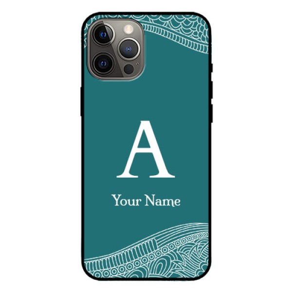 iPhone 12 Pro Max Personalized Glass Phone Case - line art pattern with custom name Design iPhone 12 Pro Max Personalized Glass Phone Case - line art pattern with custom name Design