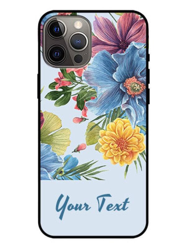 Custom iPhone 12 Pro Max Custom Glass Mobile Case - Stunning Watercolored Flowers Painting Design