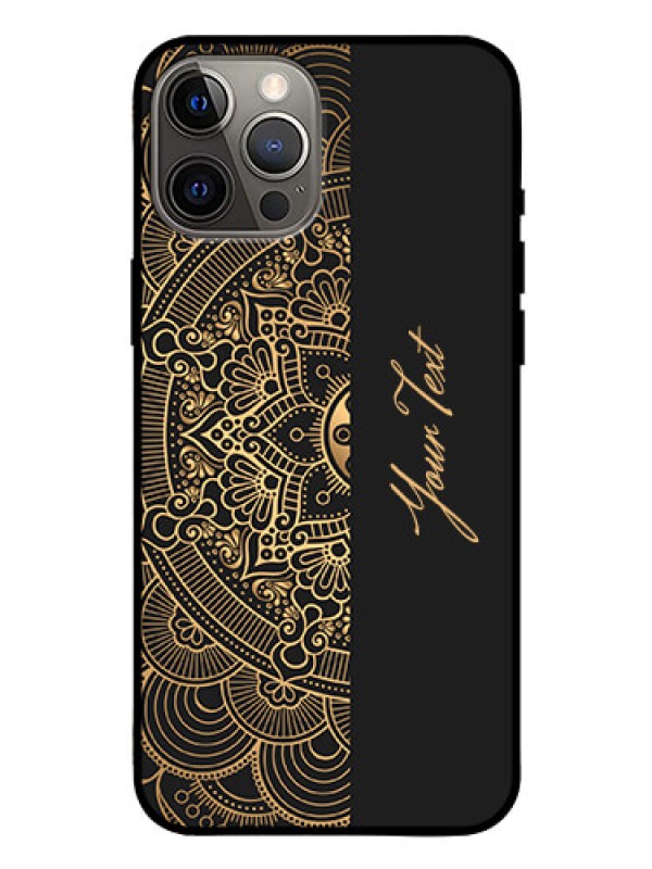 Custom iPhone 12 Pro Max Photo Printing on Glass Case - Mandala art with custom text Design