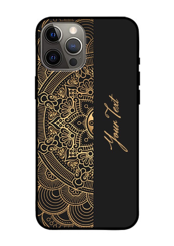 iPhone 12 Pro Max Photo Printing on Glass Case - Mandala art with custom text Design