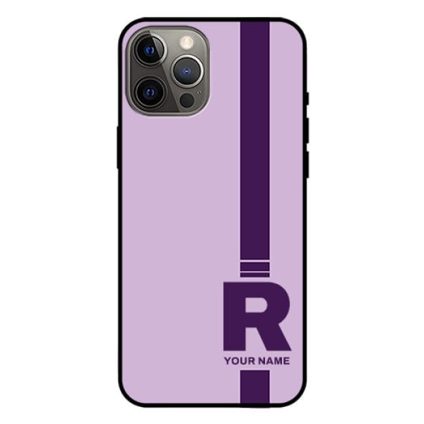 iPhone 12 Pro Max Photo Printing on Glass Case - Simple dual tone stripe with name Design iPhone 12 Pro Max Photo Printing on Glass Case - Simple dual tone stripe with name Design