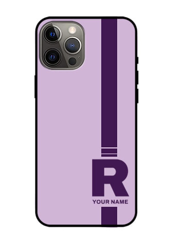 iPhone 12 Pro Max Photo Printing on Glass Case - Simple dual tone stripe with name Design
