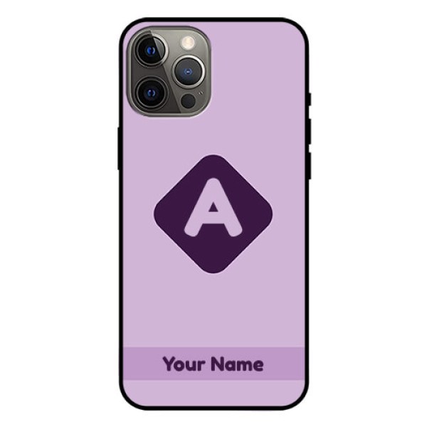 iPhone 12 Pro Max Custom Glass Mobile Case - Custom Letter in curved badge Design iPhone 12 Pro Max Custom Glass Mobile Case - Custom Letter in curved badge Design