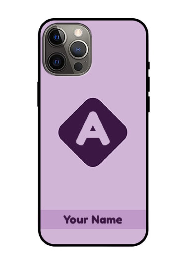 iPhone 12 Pro Max Custom Glass Mobile Case - Custom Letter in curved badge Design
