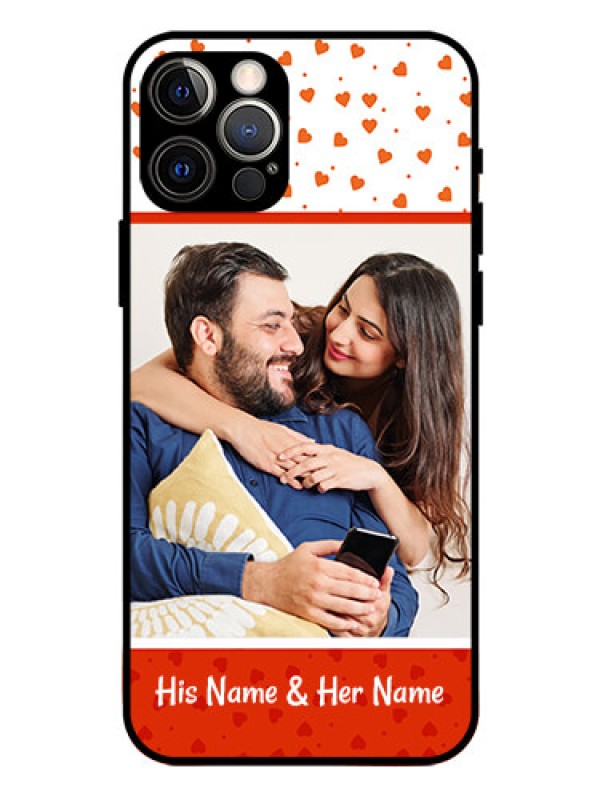 Custom Iphone 12 Pro Custom Glass Phone Case  - Orange Love Symbol Design