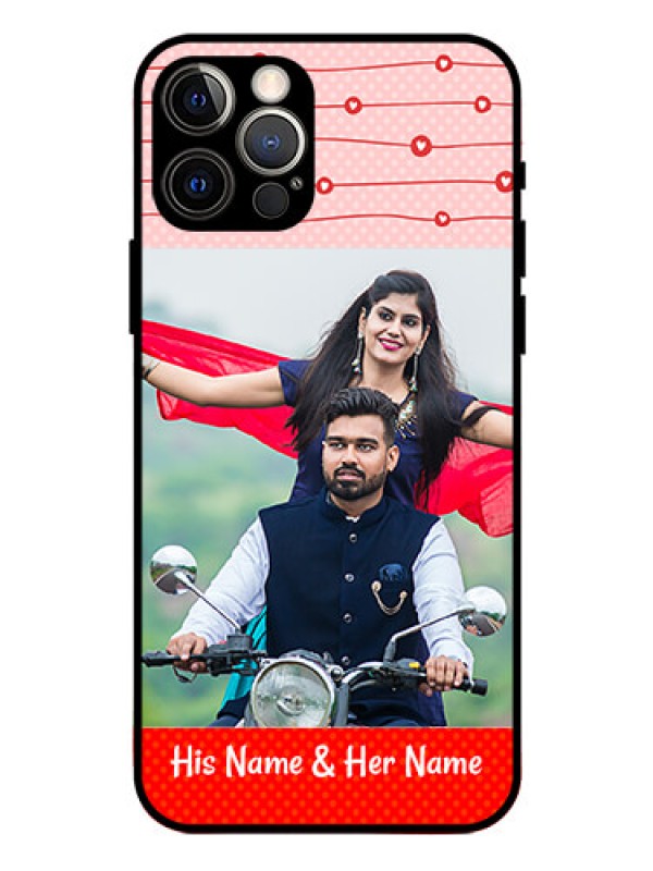 Custom Iphone 12 Pro Personalized Glass Phone Case  - Red Pattern Case Design
