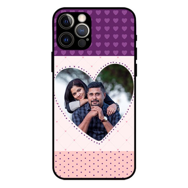 Iphone 12 Pro Custom Glass Phone Case  - Violet Love Dots Design