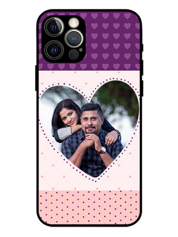 Custom Iphone 12 Pro Custom Glass Phone Case  - Violet Love Dots Design