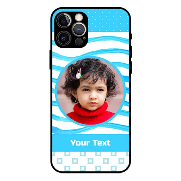 Iphone 12 Pro Custom Glass Phone Case  - Simple Blue Case Design
