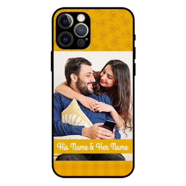 Iphone 12 Pro Custom Glass Mobile Case  - Yellow Floral Design