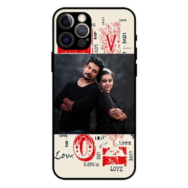 Iphone 12 Pro Photo Printing on Glass Case  - Trendy Love Design Case