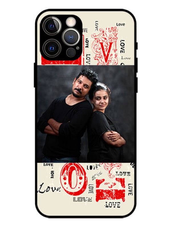 Custom Iphone 12 Pro Photo Printing on Glass Case  - Trendy Love Design Case