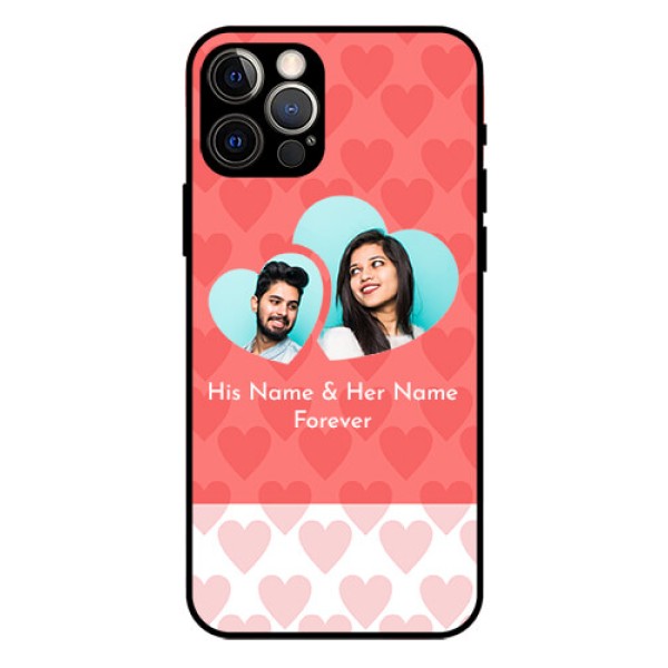 Iphone 12 Pro Personalized Glass Phone Case  - Couple Pic Upload Design
