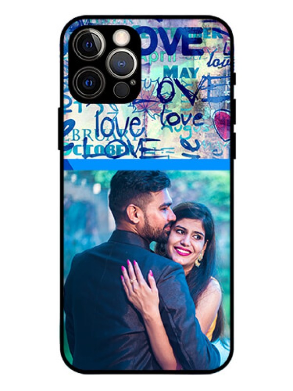 Custom Iphone 12 Pro Custom Glass Mobile Case  - Colorful Love Design