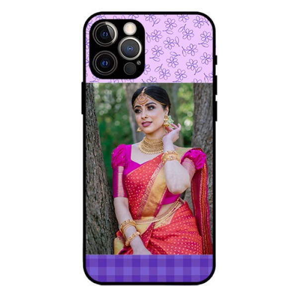 Iphone 12 Pro Custom Glass Phone Case - Purple Floral Design Iphone 12 Pro Custom Glass Phone Case - Purple Floral Design