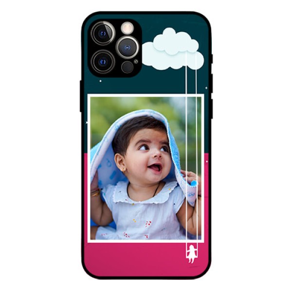 Iphone 12 Pro Custom Glass Phone Case  - Cute Girl with Cloud Design