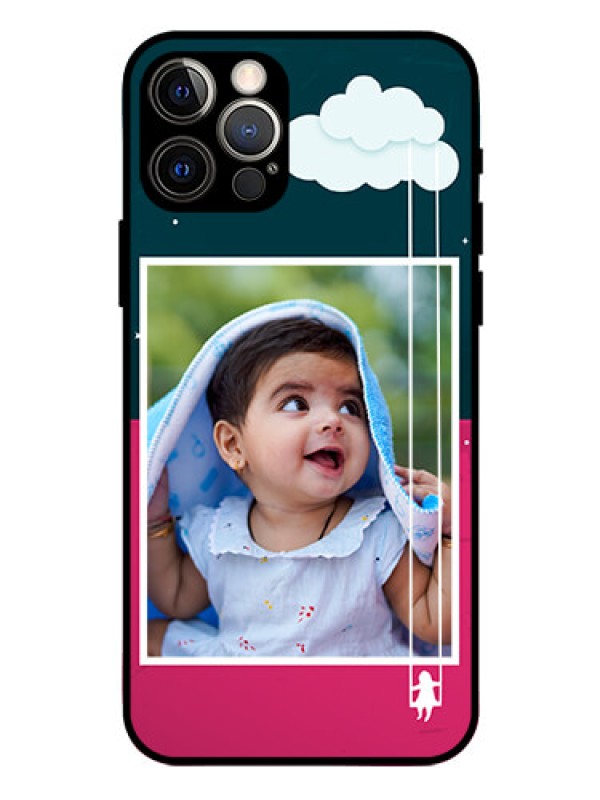 Custom Iphone 12 Pro Custom Glass Phone Case  - Cute Girl with Cloud Design