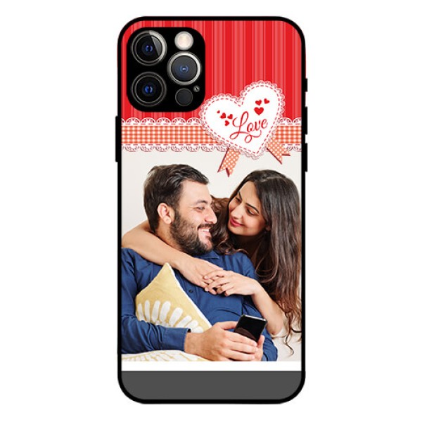 Iphone 12 Pro Custom Glass Mobile Case  - Red Love Pattern Design