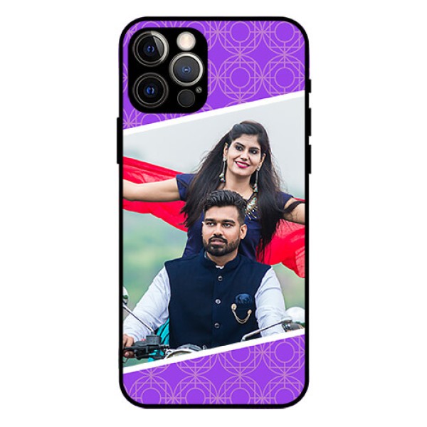 Iphone 12 Pro Custom Glass Phone Case  - Violet Pattern Design